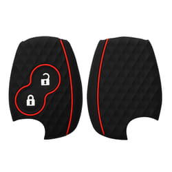 Key Cover Compatible with Renault Dacia 2 Button Car Key - Soft Silicone Car Key Fob Holder Protector Case - Black Matte/Red