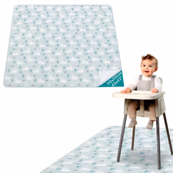 Splash Mat for Baby Highchair - Waterproof Plastic Food Catcher Floor Mats for Under High Chair - Wipeable Messy Play Mat - S ...