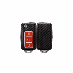 Car Key Cover Compatible with VW Skoda SEAT 3 Button Car Key - Hard Case - Carbon Red/Black