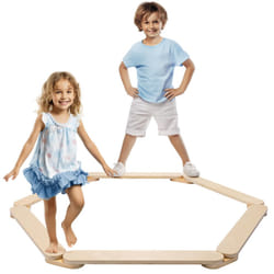 Wooden Toddler Balance Beam - Wood Balancing Beams for Toddlers - Configurable into Different Shapes - Kids Active Indoor or Outdoor Obstacle Course