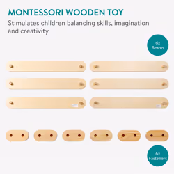 Wooden Toddler Balance Beam - Wood Balancing Beams for Toddlers - Configurable into Different Shapes - Kids Active Indoor or Outdoor Obstacle Course