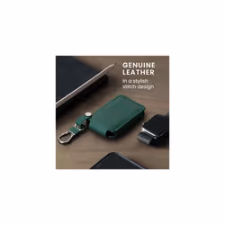 Leather Key Cover Compatible with Renault 4 Button Car Key Smart Key (only Keyless Go) Key Cover - Fob Keychain Case - Dark Green