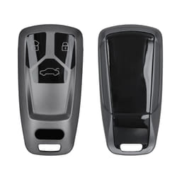 Key Cover Compatible with Audi 3 Button Car Key Smart Key (only Keyless Go) - Soft TPU Car Key Fob Protector Case - Black Matte/Black