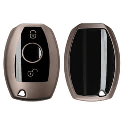 Key Cover Compatible with Mercedes-Benz 2 Button Car Key (only Keyless Go) - Soft TPU Car Key Fob Protector Case - Black Matte/Black