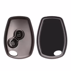 Key Cover Compatible with Renault Dacia 2 Button Car Key - Soft TPU Car Key Fob Protector Case - Black Matte/Black