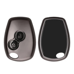 Key Cover Compatible with Renault Dacia 2 Button Car Key - Soft TPU Car Key Fob Protector Case - Black Matte/Black