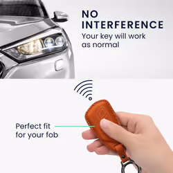 Leather Key Cover Compatible with VW Golf 8 3 Button Car Key Key Cover - Genuine Leather - Brown