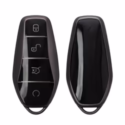 Key Cover Compatible with BYD Atto 3 / Han/Tang/Dolphin/Yuan/Seal - Soft TPU Car Key Fob Protector Case - Black Matte/Black