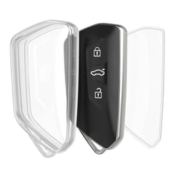 Car Key Case Compatible with VW Golf 8 3 Button Car Key Cover - Car Fob Case - Soft TPU Shell - Transparent