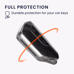 Car Key Case Compatible with VW Golf 8 3 Button Car Key Cover - Car Fob Case - Soft TPU Shell - Transparent