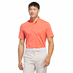 adidas Golf Mens 2024 Go To Printed Recycled Breathable AeroReady Polo Shirt - L, Preloved Scarlet