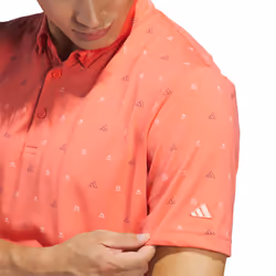 adidas Golf Mens 2024 Go To Printed Recycled Breathable AeroReady Polo Shirt - L, Preloved Scarlet