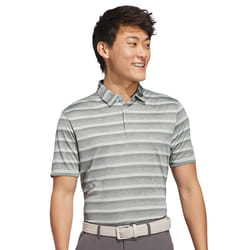 adidas Golf Mens 2025 Two Colour Stripe 3 Button Sustainable Polo Shirt - L, Green/Wonder Silver