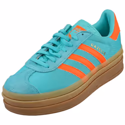 adidas Gazelle Bold Womens Fashion Trainers in Green Orange - 3