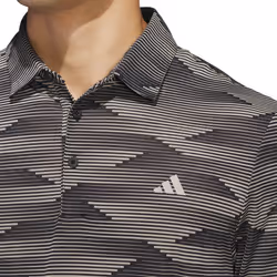 adidas Golf Mens 2025 Ultimate365 Speed Stripe Sustainable Stretch Polo Shirt - L, Black/Putty Beige