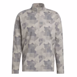 adidas Golf Mens 2025 GO-TO Printed Stretch Sustainable 1/4 Zip Sweater - L, Putty Beige
