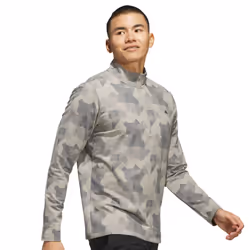 adidas Golf Mens 2025 GO-TO Printed Stretch Sustainable 1/4 Zip Sweater - L, Putty Beige