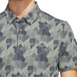 adidas Golf Mens 2025 GO-TO Printed Stretch Sustainable Knitted Polo Shirt - XL, Silver Green/Navy