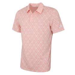 adidas Golf Mens 2024 U365T HEAT.RDY UPF 50+ Jacquard 3 Button Polo Shirt - XL, Semi Pink Spark