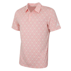 adidas Golf Mens 2024 U365T HEAT.RDY UPF 50+ Jacquard 3 Button Polo Shirt - XL, Semi Pink Spark