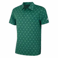 adidas Golf Mens 2024 U365T HEAT.RDY UPF 50+ Jacquard 3 Button Polo Shirt - XL, Collegiate Green