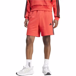 Adidas Essential 3 Stripes Mens French Terry Shorts - Red, M