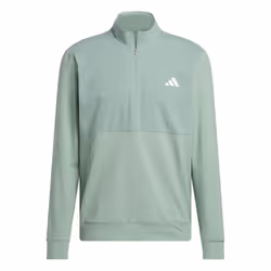 adidas Golf Mens 2025 Tour Water Repellent Stretch Knit 1/4 Zip Sweater - M, Silver Green