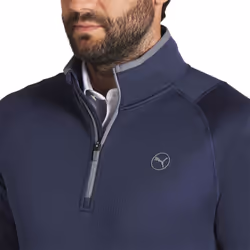 Puma Golf Mens 2024 Waffle Fleece Moisture Wicking Breathable 1/4 Zip Sweater - M, Deep Navy