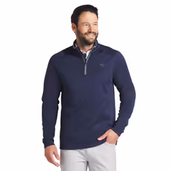Puma Golf Mens 2024 Waffle Fleece Moisture Wicking Breathable 1/4 Zip Sweater - L, Deep Navy