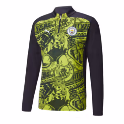 2024-2025 Man City Prematch 1/4 Zip Top (Yellow Glow) - L