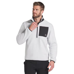 Puma Golf Mens 2024 Warmcell Breathable 'Cat' Logo Fleece 1/4 Zip Sweater - M, Ash Gray/Puma Black