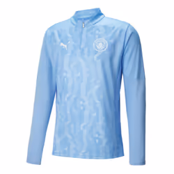 2024-2025 Man City Prematch 1/4 Zip Top (Blue) - XL