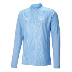2024-2025 Man City Prematch 1/4 Zip Top (Blue) - XL
