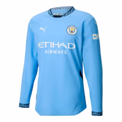 2024-2025 Man City Authentic Long Sleeve Home Shirt - XL