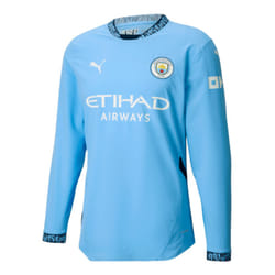 2024-2025 Man City Authentic Long Sleeve Home Shirt - XL