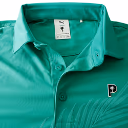 Puma Golf Mens X Ptc Jacquard Moisture Wicking Palm Polo Shirt - S, Sparkling Green