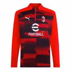 2024-2025 AC Milan Prematch 1/4 Zip Top (Red) - L
