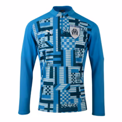 2024-2025 Marseille Prematch 1/4 Zip Top (Bleu Azur) - M