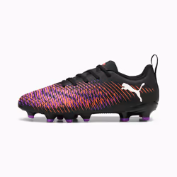 PUMA Future 8 Play FG/AG Jr, Football, Unisex, Black, Multicolour, Child, Pattern, Lace-up closure