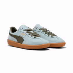 ) Puma Palermo Leather Peaceful Blue/Loden Green Trainers - Blue, 4 (Adults'