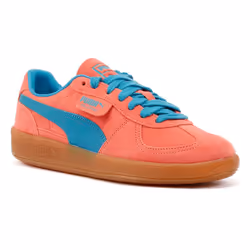 ) Puma Palermo Leather Pink/Blue Trainers - Pink, 4 (Adults'