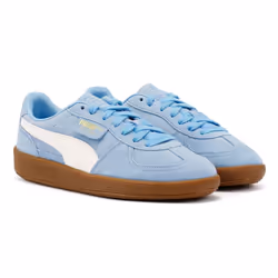 ) Puma Palermo Leather Light Blue/White Trainers - Blue, 4 (Adults'
