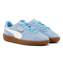 ) Puma Palermo Leather Light Blue/White Trainers - Blue, 4 (Adults'