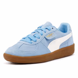 ) Puma Palermo Leather Light Blue/White Trainers - Blue, 4 (Adults'