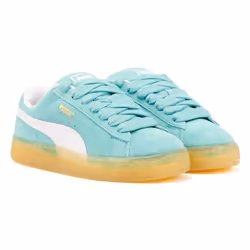 ) Puma Suede XL Suede Aquatic/White Trainers - Pink, 3 (Adults'
