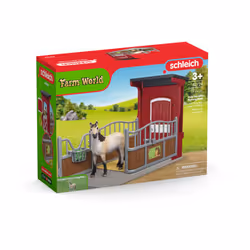SCHLEICH Farm World Pony Box with Mustang Mare Toy Playset - 42724