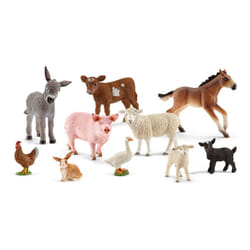 Schleich Farm World Farm Animal Toys for Kids Ages 3+  10-Piece Mega Realistic Farm Animals Set with Donkey Figurine  Sheep  Pig Toy and More