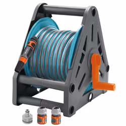 Gardena Hose Pipe Reel 30 Set, Fittings -  Spray Nozzle, Connector & Adapter 15m