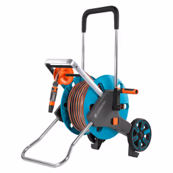 Gardena Hose Trolley AquaRoll M Easy Set, Cart reel, Manual, Functional, Black, Blue, Stainless steel, Metal, Plastic, 60 m