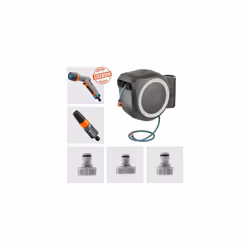 Gardena Wall Hose Box Rollup L 30 m: Flexible Irrigation for Large Gardens, swiveling Hose Box, incl. 35 m Gardena Quality Hose (18627-38)
